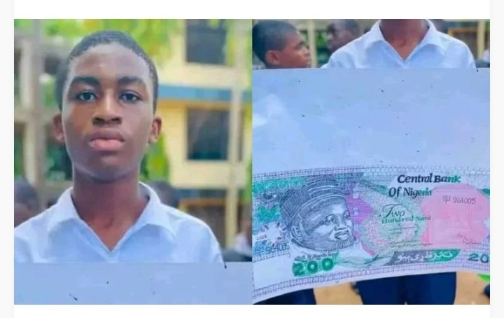Secondary School Student Draws ₦200 Note With Several Colors of Pencil; CBN Should Offer Him a Scholarship